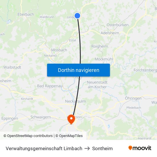 Verwaltungsgemeinschaft Limbach to Sontheim map