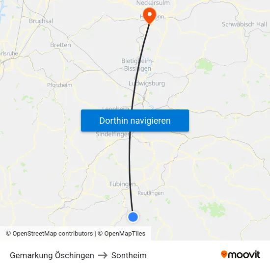 Gemarkung Öschingen to Sontheim map