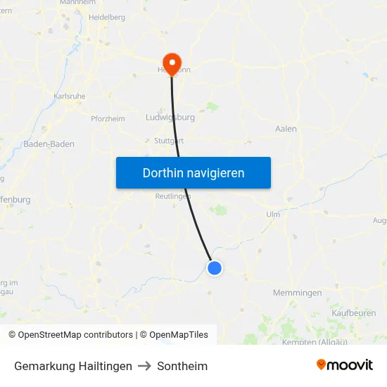 Gemarkung Hailtingen to Sontheim map