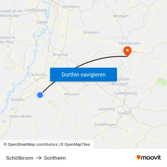 Schöllbronn to Sontheim map