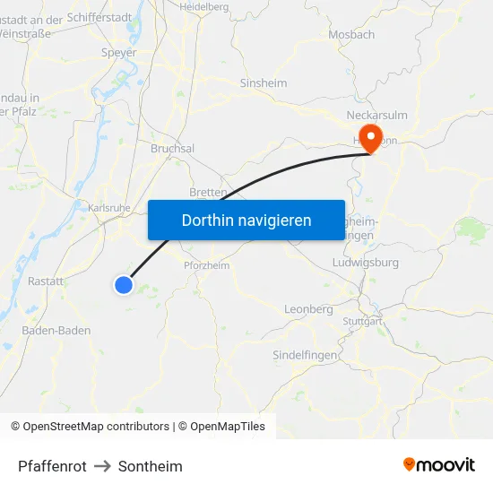 Pfaffenrot to Sontheim map