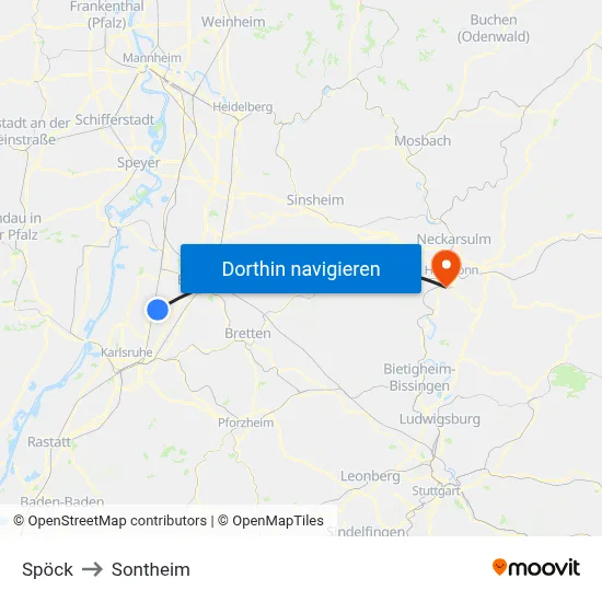Spöck to Sontheim map
