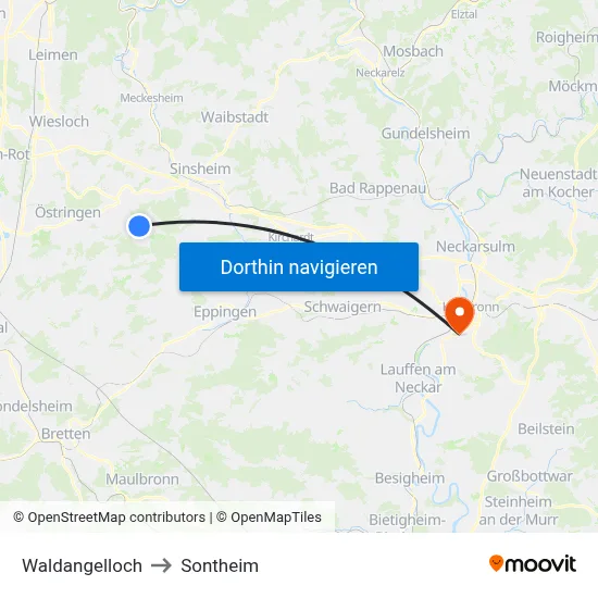 Waldangelloch to Sontheim map