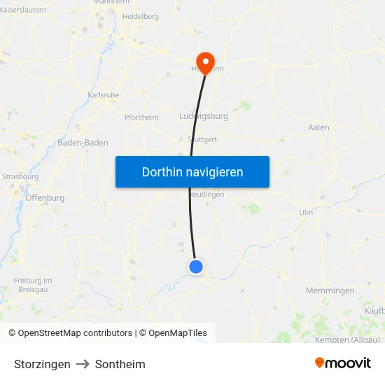 Storzingen to Sontheim map
