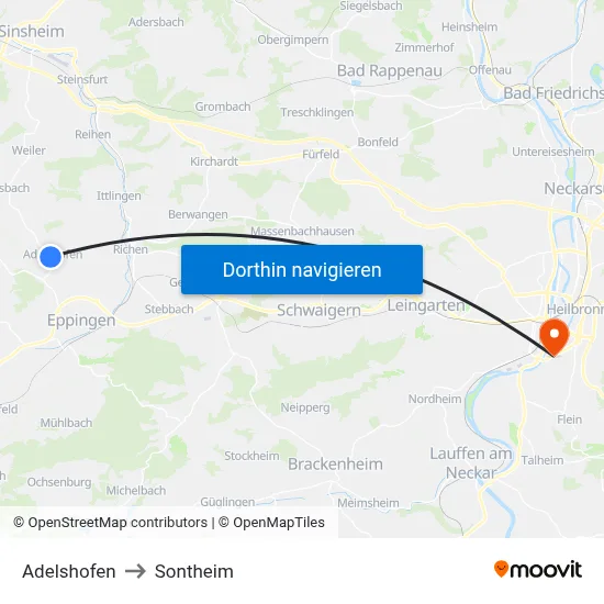 Adelshofen to Sontheim map