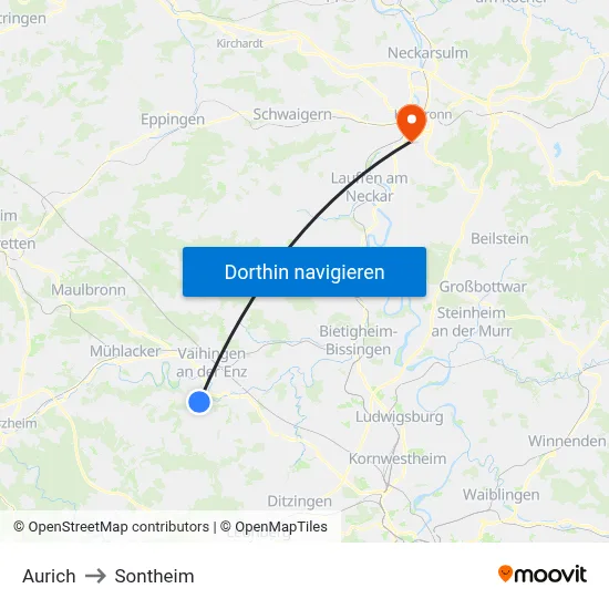 Aurich to Sontheim map