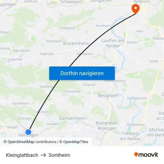 Kleinglattbach to Sontheim map