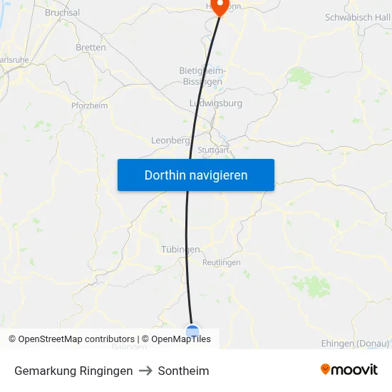 Gemarkung Ringingen to Sontheim map