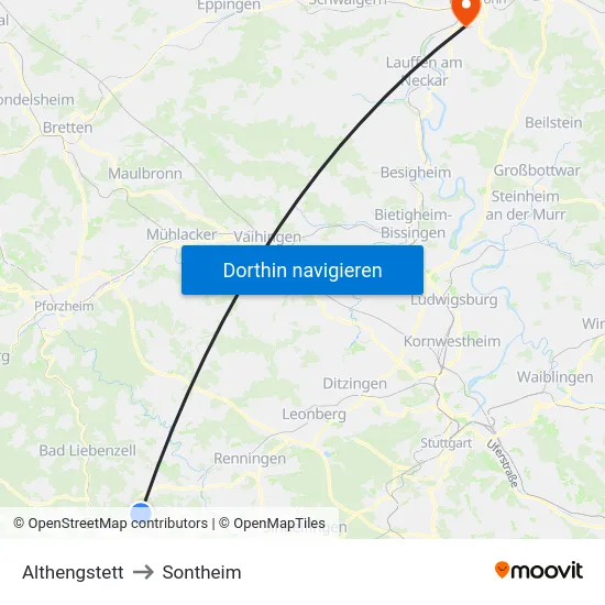 Althengstett to Sontheim map
