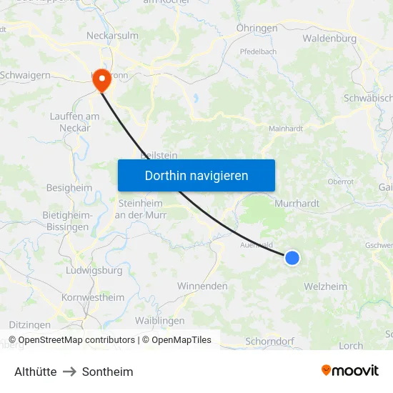 Althütte to Sontheim map