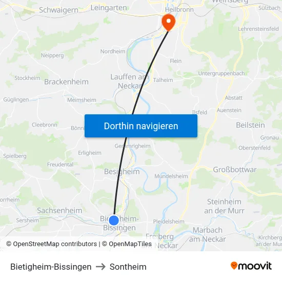 Bietigheim-Bissingen to Sontheim map