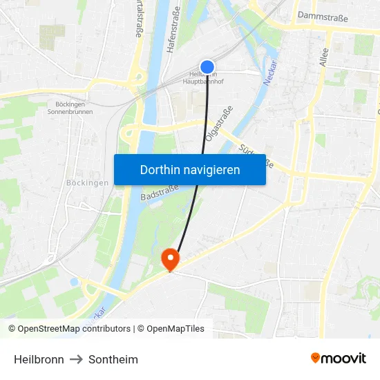 Heilbronn to Sontheim map