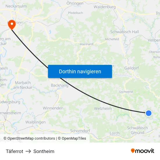Täferrot to Sontheim map