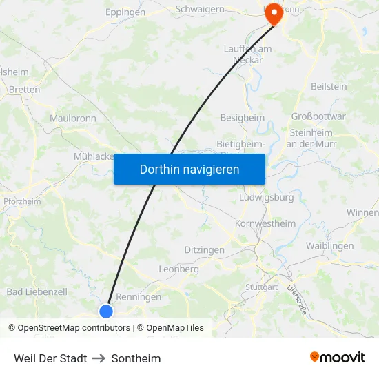 Weil Der Stadt to Sontheim map