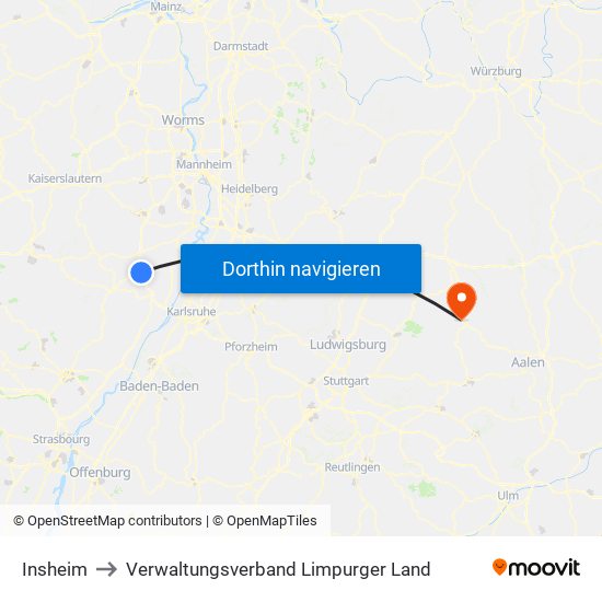 Insheim to Verwaltungsverband Limpurger Land map