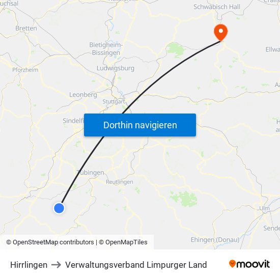 Hirrlingen to Verwaltungsverband Limpurger Land map