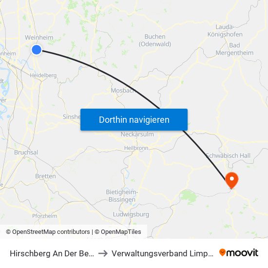 Hirschberg An Der Bergstraße to Verwaltungsverband Limpurger Land map