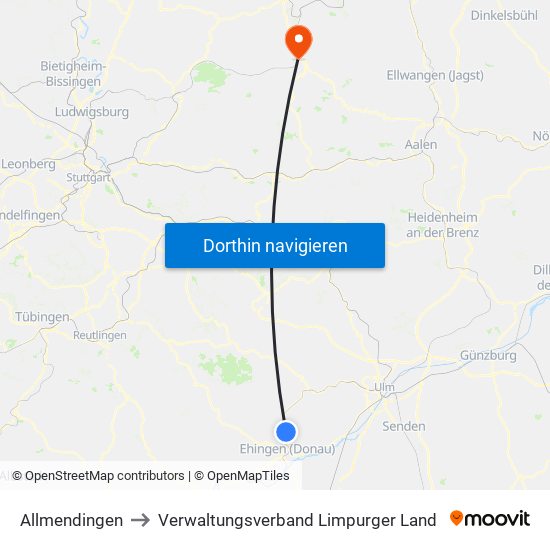 Allmendingen to Verwaltungsverband Limpurger Land map