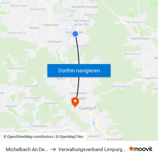 Michelbach An Der Bilz to Verwaltungsverband Limpurger Land map