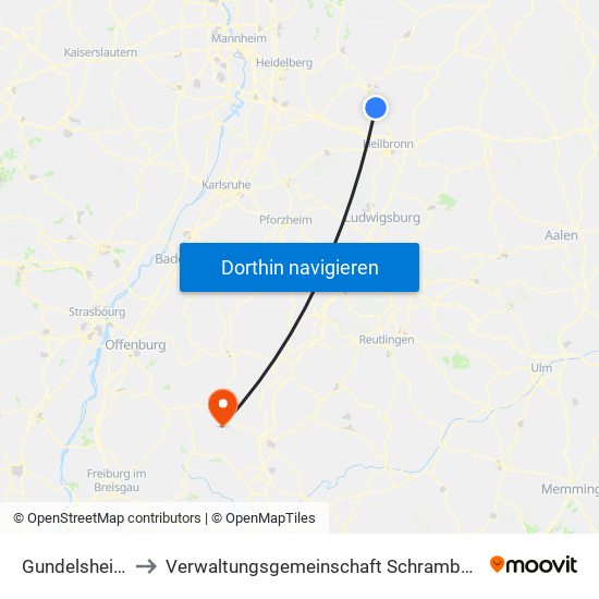 Gundelsheim to Verwaltungsgemeinschaft Schramberg map