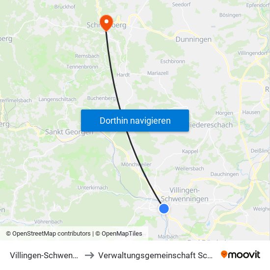 Villingen-Schwenningen to Verwaltungsgemeinschaft Schramberg map