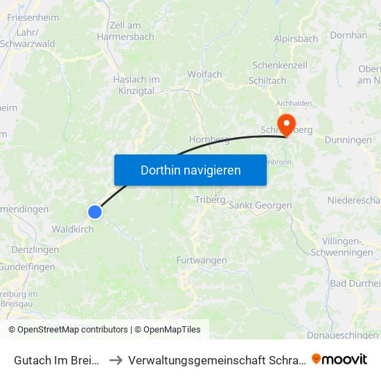 Gutach Im Breisgau to Verwaltungsgemeinschaft Schramberg map