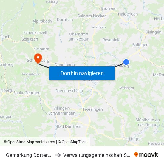 Gemarkung Dotternhausen to Verwaltungsgemeinschaft Schramberg map