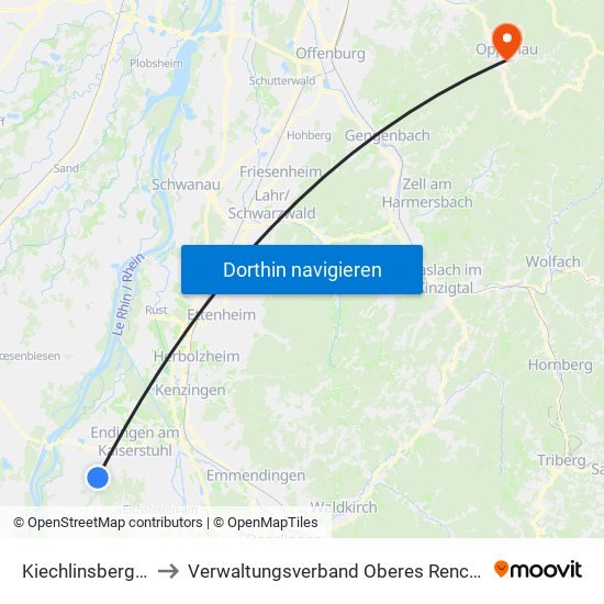 Kiechlinsbergen to Verwaltungsverband Oberes Renchtal map