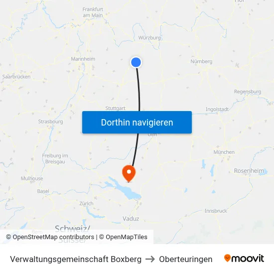 Verwaltungsgemeinschaft Boxberg to Oberteuringen map