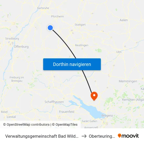 Verwaltungsgemeinschaft Bad Wildbad to Oberteuringen map