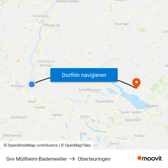 Gvv Müllheim-Badenweiler to Oberteuringen map