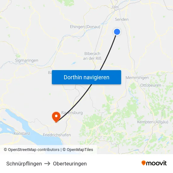 Schnürpflingen to Oberteuringen map