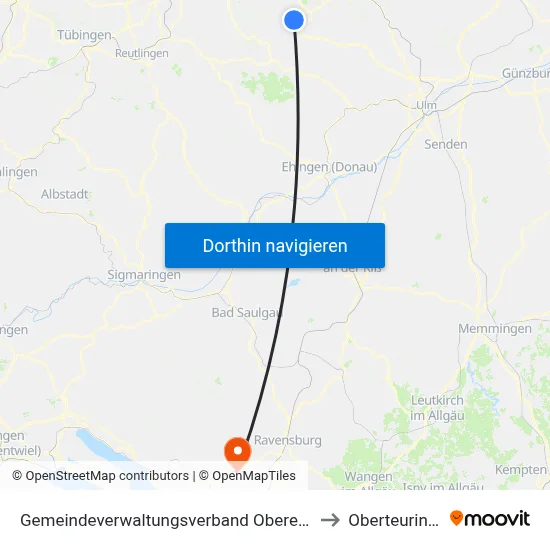 Gemeindeverwaltungsverband Oberes Filstal to Oberteuringen map