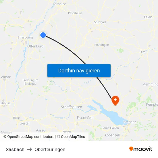 Sasbach to Oberteuringen map