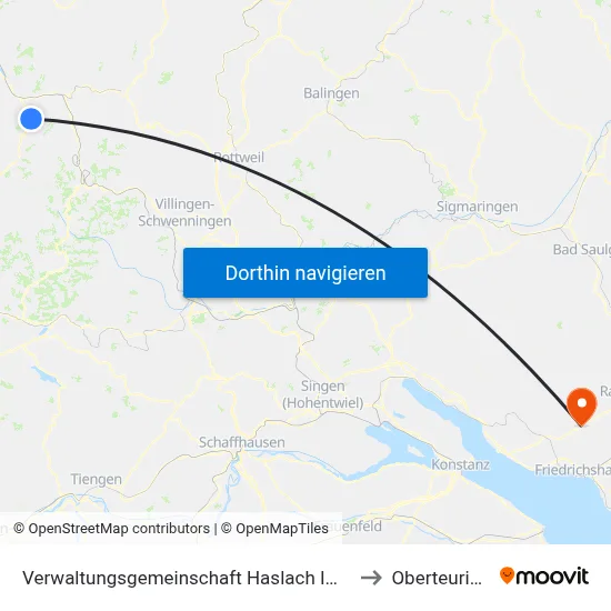 Verwaltungsgemeinschaft Haslach Im Kinzigtal to Oberteuringen map