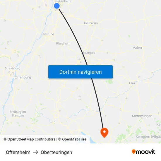 Oftersheim to Oberteuringen map