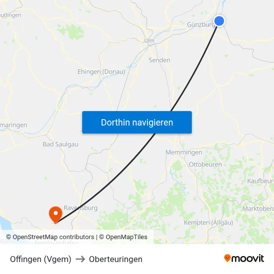 Offingen (Vgem) to Oberteuringen map