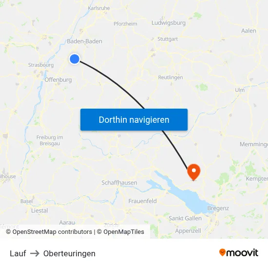 Lauf to Oberteuringen map