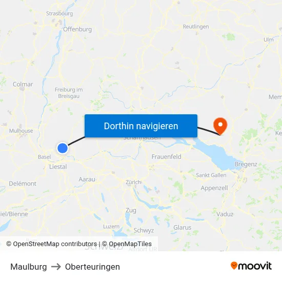 Maulburg to Oberteuringen map