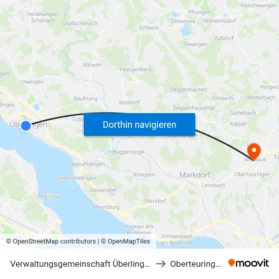 Verwaltungsgemeinschaft Überlingen to Oberteuringen map