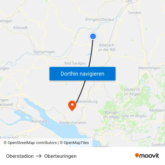 Oberstadion to Oberteuringen map