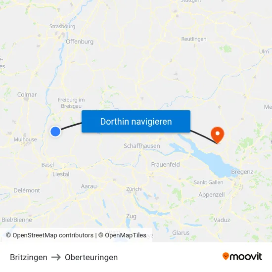 Britzingen to Oberteuringen map