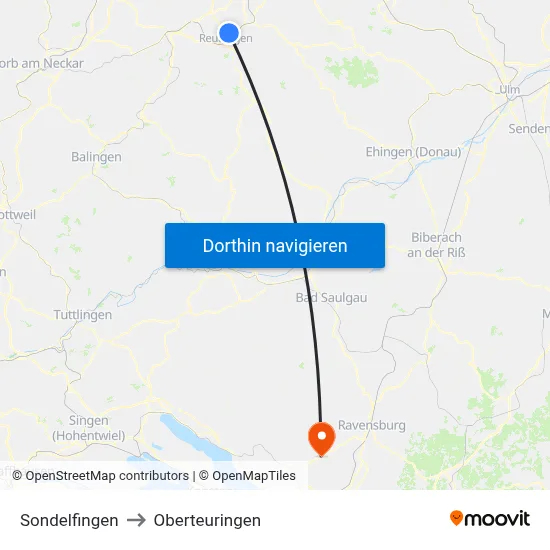 Sondelfingen to Oberteuringen map