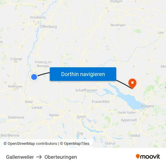 Gallenweiler to Oberteuringen map