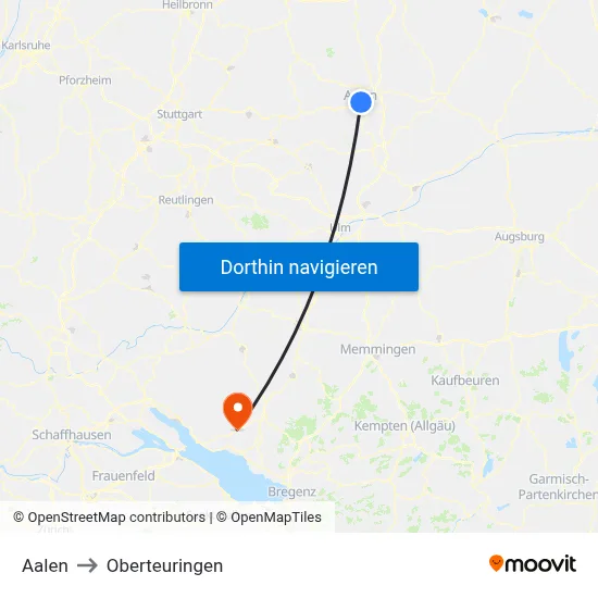 Aalen to Oberteuringen map