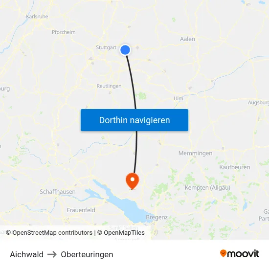 Aichwald to Oberteuringen map