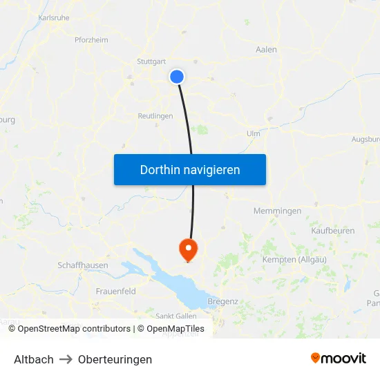 Altbach to Oberteuringen map