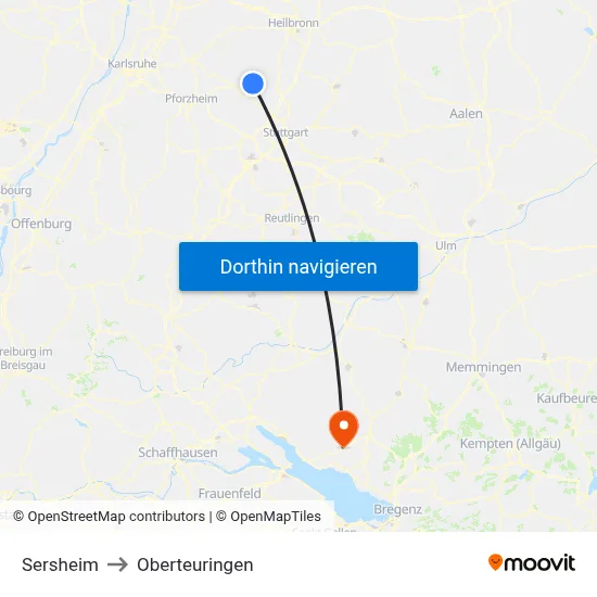 Sersheim to Oberteuringen map