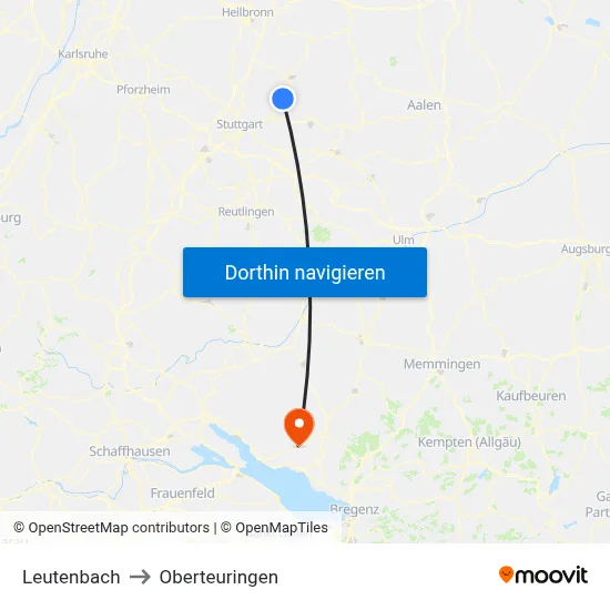 Leutenbach to Oberteuringen map