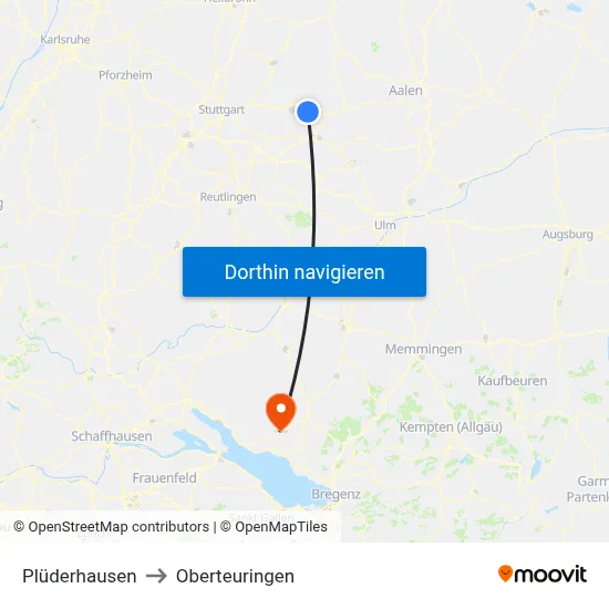Plüderhausen to Oberteuringen map